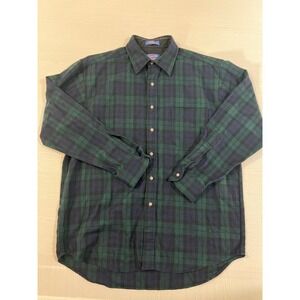 Pendleton Wool Shirt L Pure‎ Virgin Wool Black Watch Tartan Vintage Western
